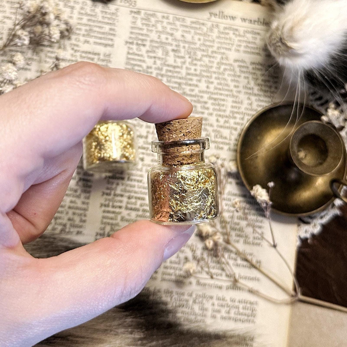 Real Gold Leaf in Tiny Glass Vial