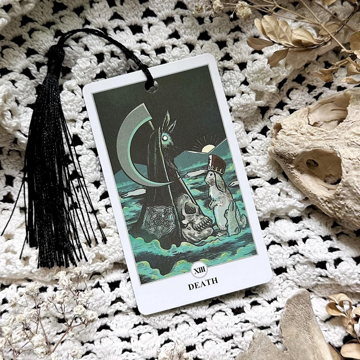 Handmade Rabbit Tarot Bookmark– Death