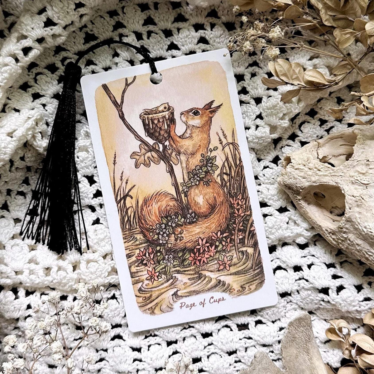 Woodland Squirrel Tarot Bookmark– Page of Cups