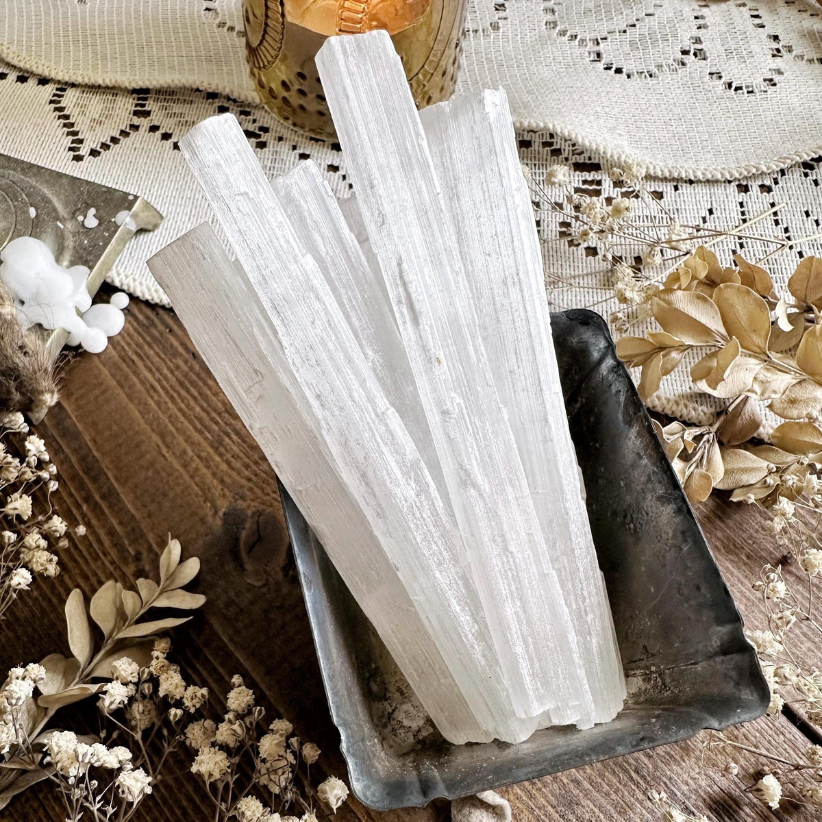 4 Real Selenite Shards – No. 01