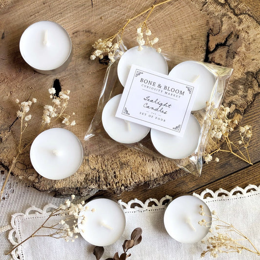 4 Unscented Tealight Candles, Smoke Cleansing, Smudging, Smudge Supplies, Incense, Apothecary, Witch, Spell, Pagan, Unique Gift Idea