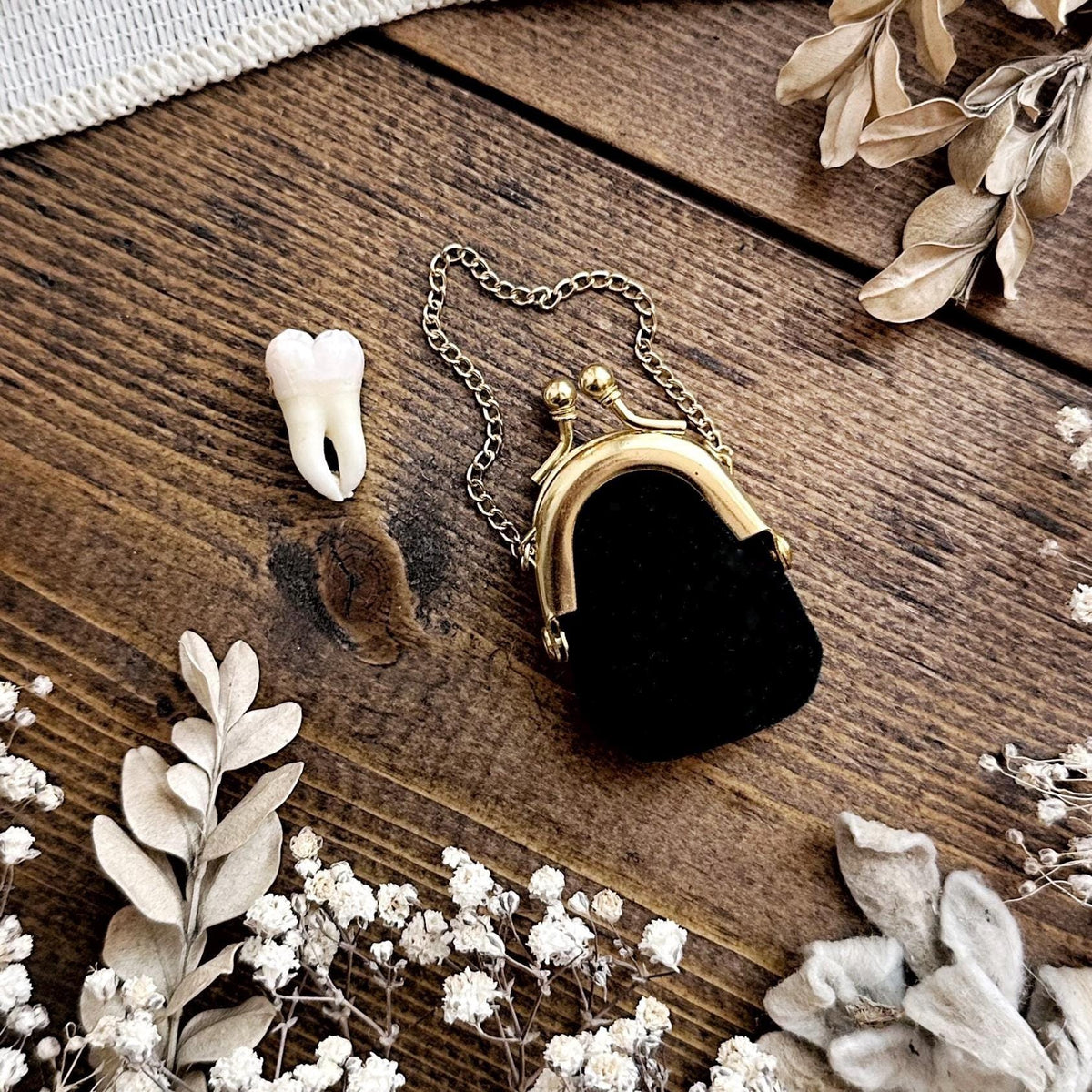 Real Human Tooth in Miniature Doll Purse – No. 03