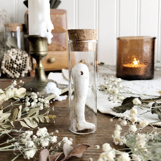 Vintage Porcelain Doll Leg in Glass Vial – No. 44