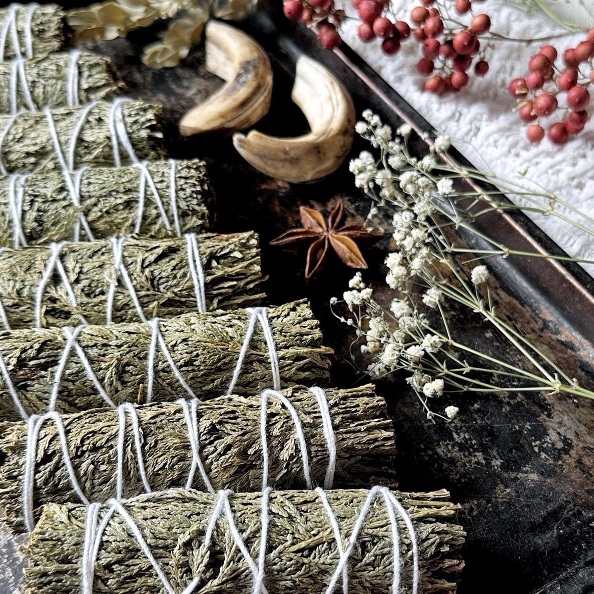 Dried Cedar Bundle for Smoke Cleansing, 4” Inch