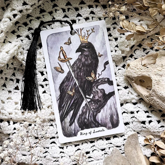 Handmade Crow Tarot Bookmark– King of Swords