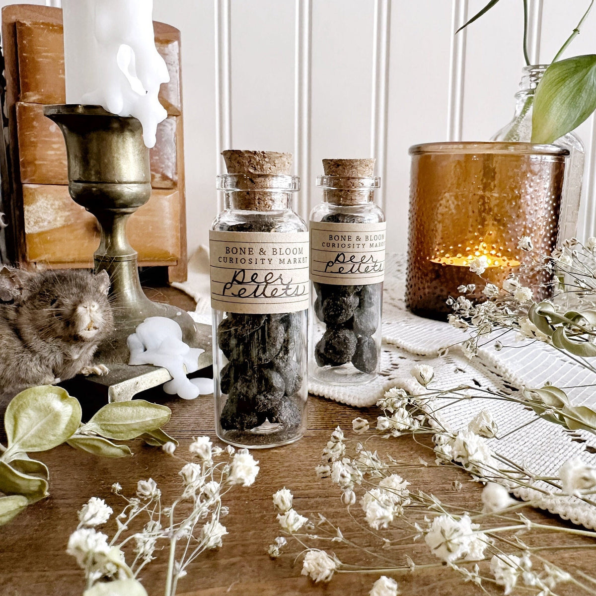 Real Dried Deer Pellets in Glass Vial