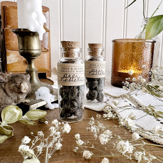 Real Dried Deer Pellets in Glass Vial