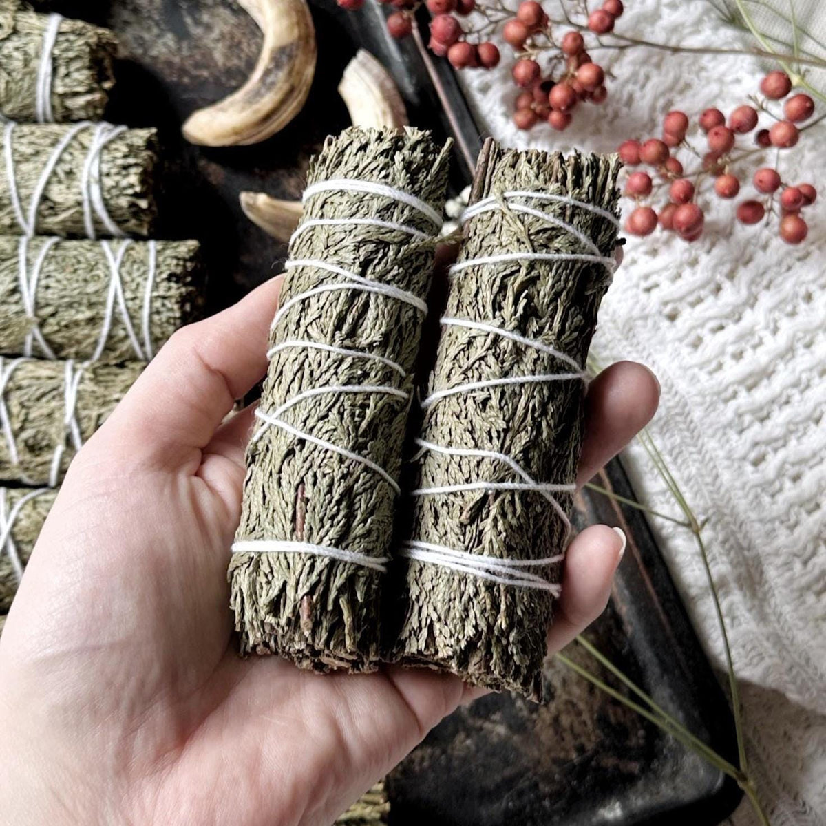 Dried Cedar Bundle for Smoke Cleansing, 4” Inch
