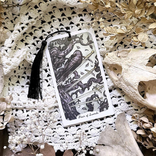 Handmade Crow Tarot Bookmark– Four of Swords
