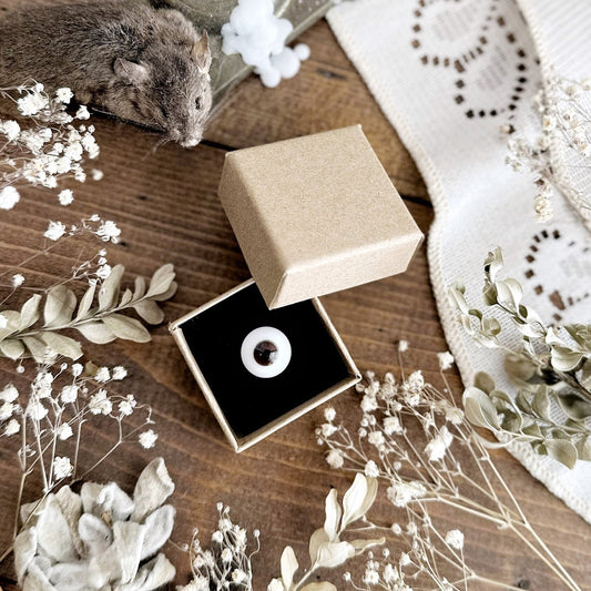 Vintage Glass Doll Eye in Kraft Box – No. 01