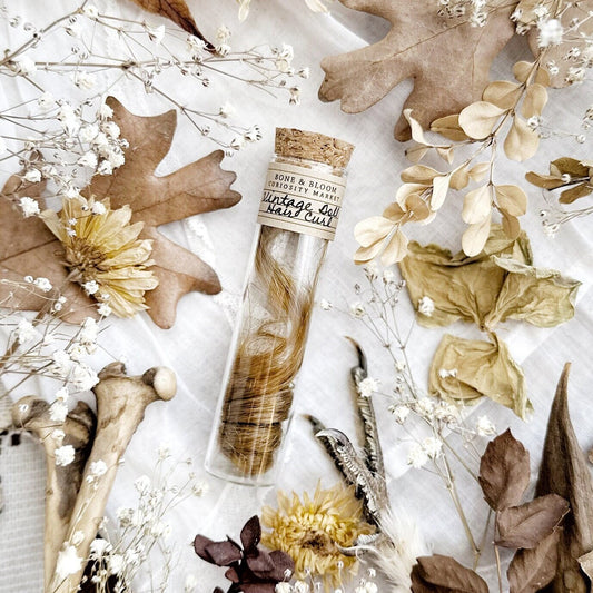 Vintage Doll Hair Curl in Glass Vial – No. 05, Strawberry Blonde