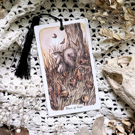 Woodland Squirrel Tarot Bookmark– Four of Cups