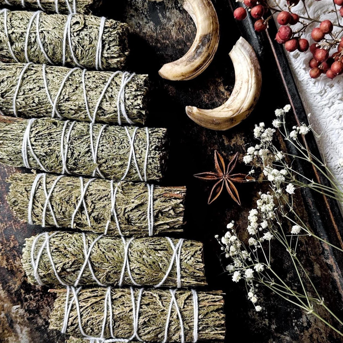 Dried Cedar Bundle for Smoke Cleansing, 4” Inch