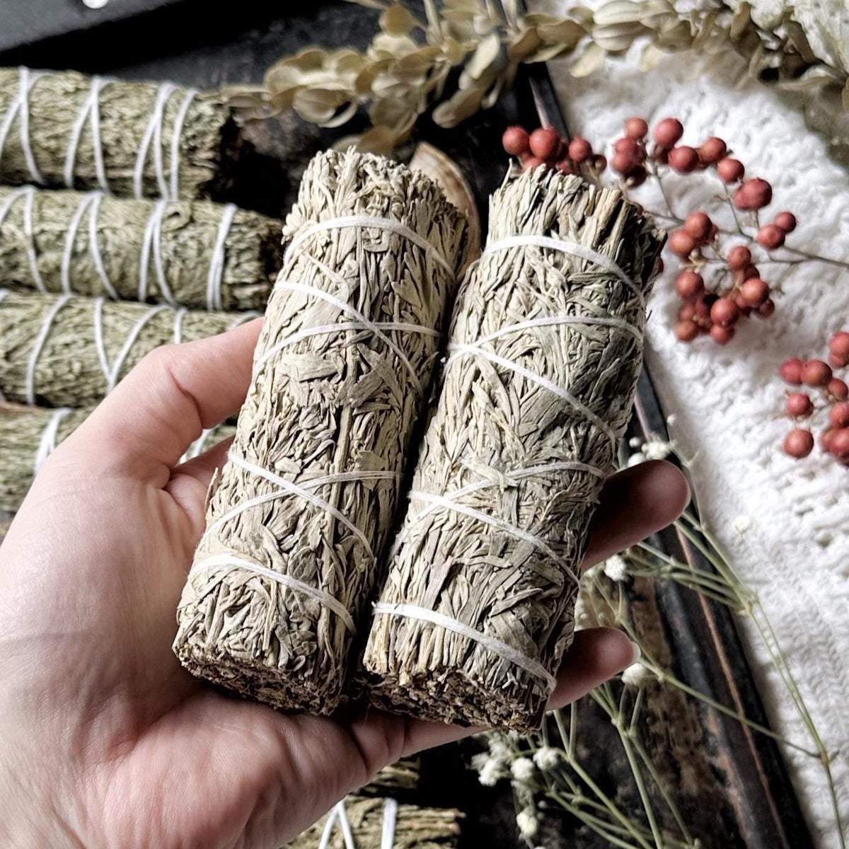 Dried Blue Sage Bundle for Smoke Cleansing, 4” Inch