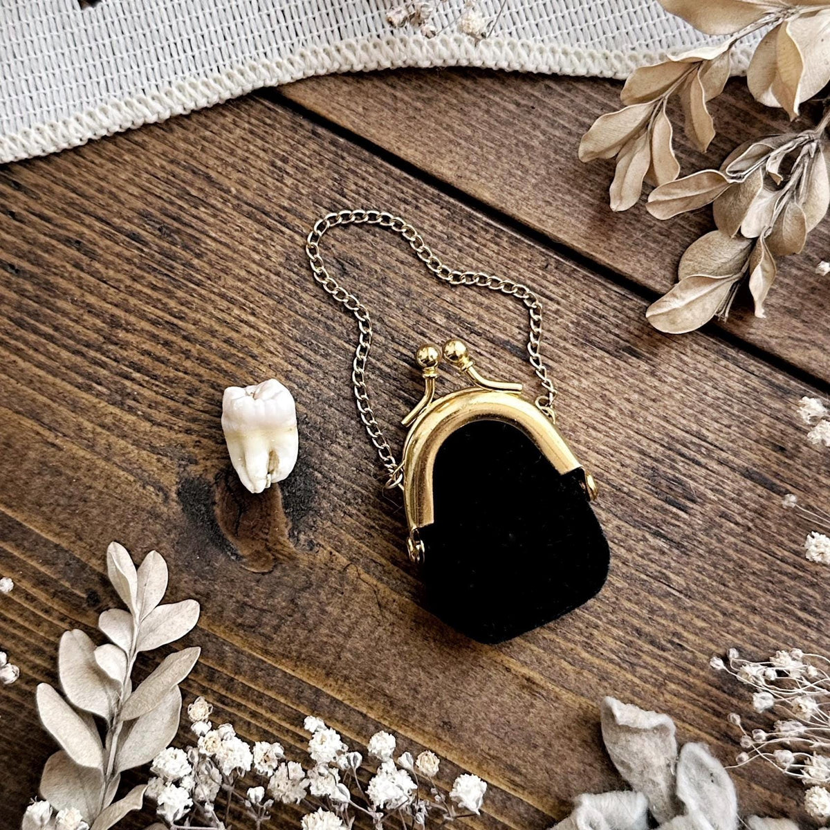 Real Human Tooth in Miniature Doll Purse – No. 04