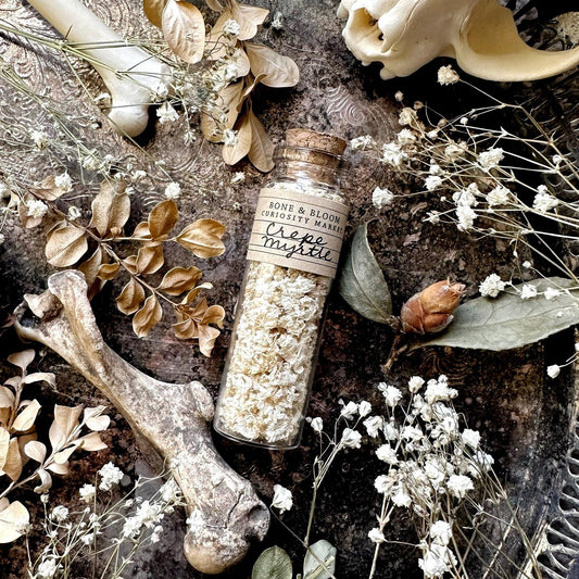 Dried Crepe Myrtle Petals in Glass Vial