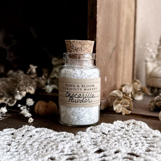 Green Cascarilla Flakes in Glass Vial