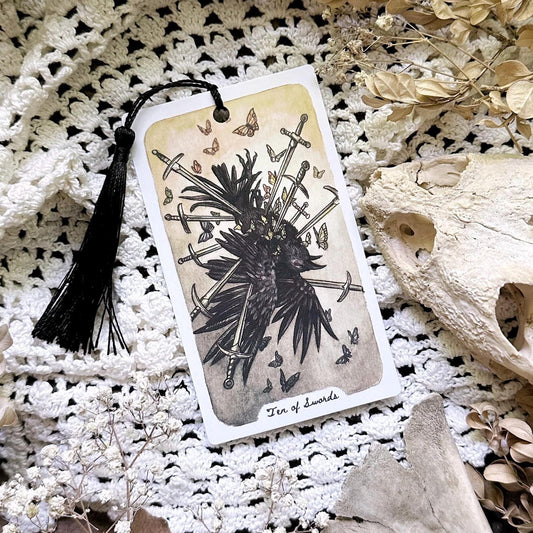 Handmade Crow Tarot Bookmark– Ten of Swords