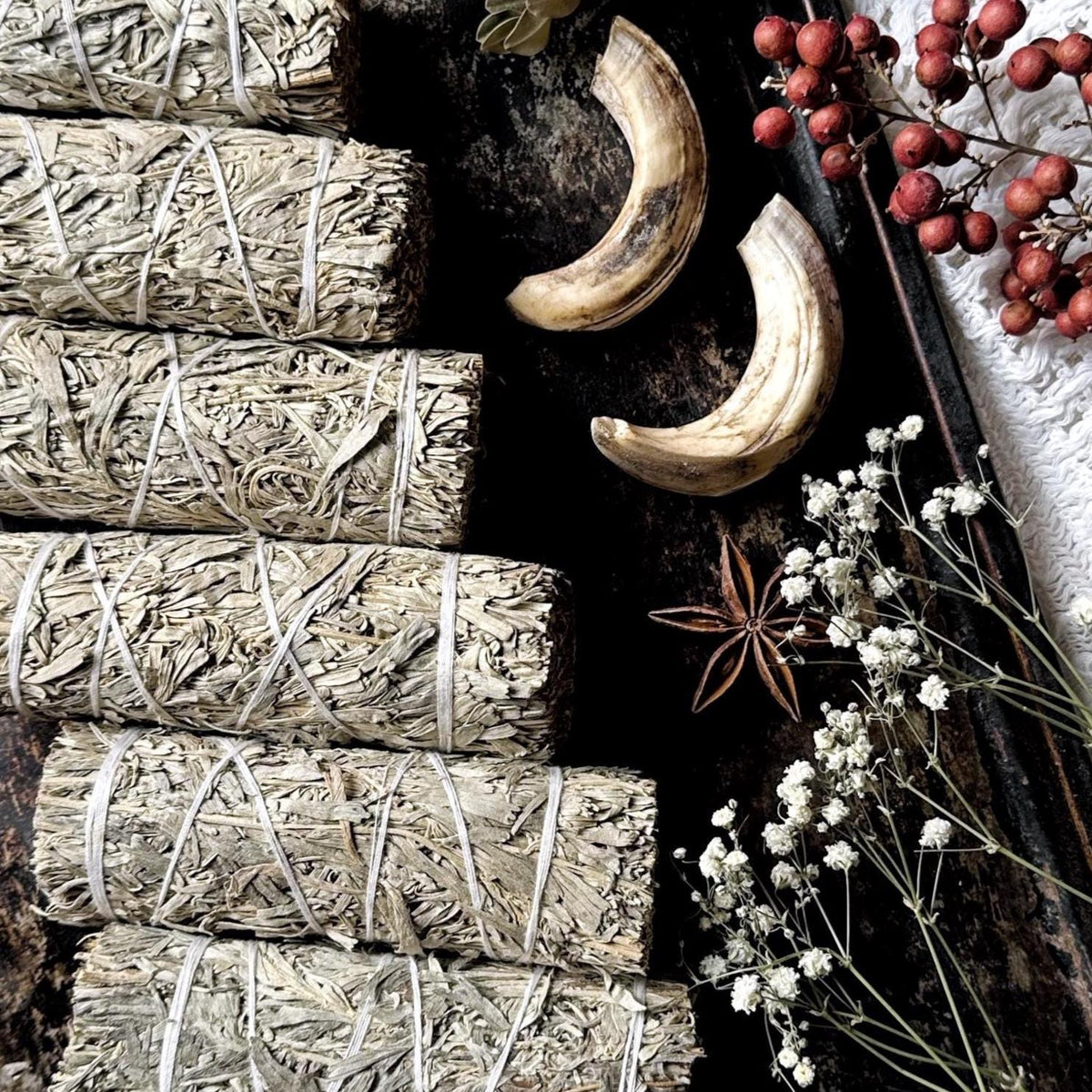 Dried Blue Sage Bundle for Smoke Cleansing, 4” Inch
