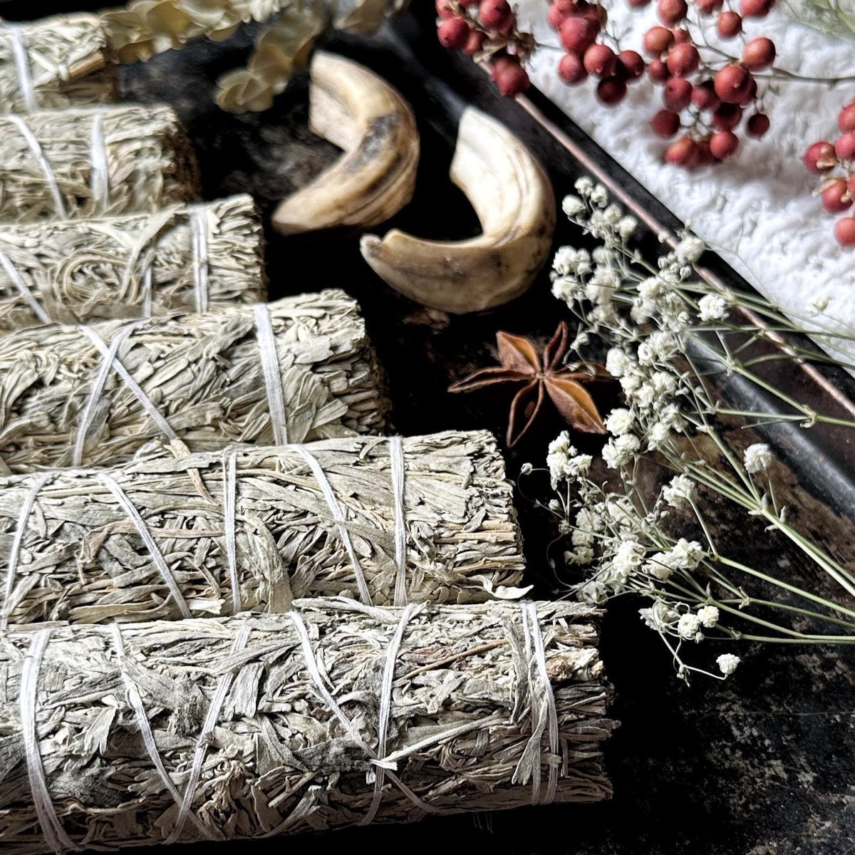 Dried Blue Sage Bundle for Smoke Cleansing, 4” Inch
