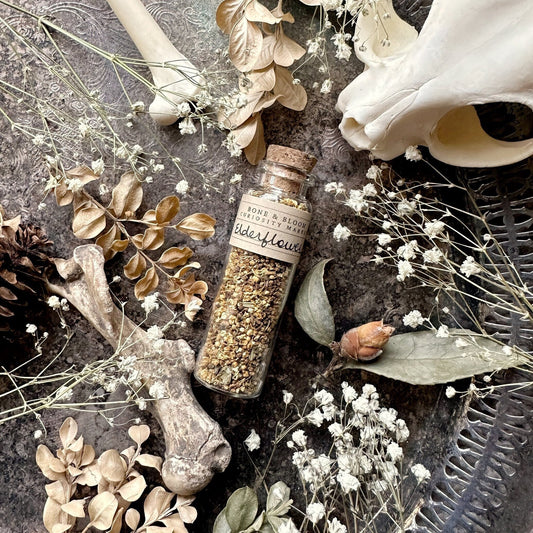 Dried Elderflower Buds in Glass Vial