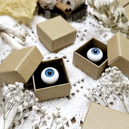 Vintage Blue Glass Doll Eye in Kraft Box