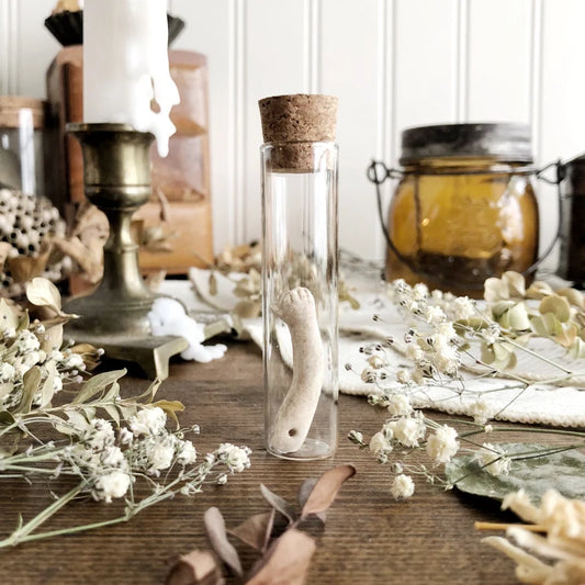 Tiny Vintage Porcelain Doll Arm in Glass Vial – No. 05