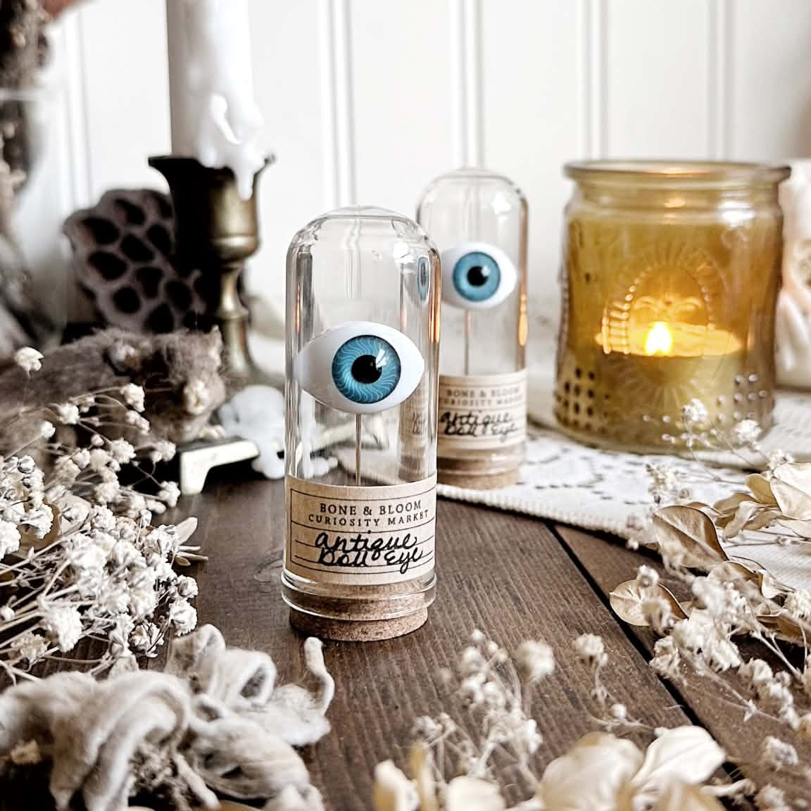 One Vintage Blue Doll Eye in Glass Dome – No. 01