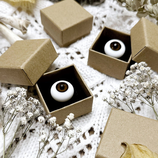 Vintage Brown Glass Doll Eye in Kraft Box