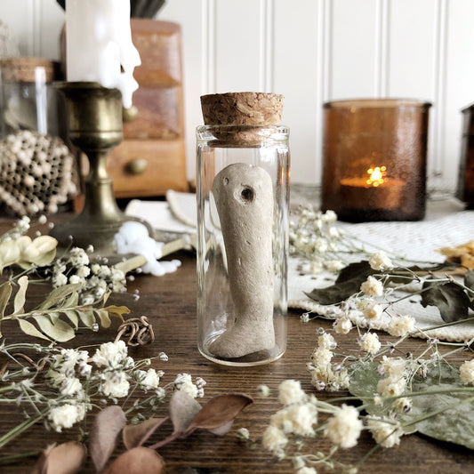Vintage Porcelain Doll Leg in Glass Vial – No. 50