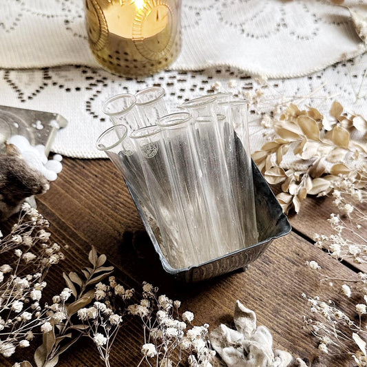 One Vintage Fluted Pyrex Glass Vial