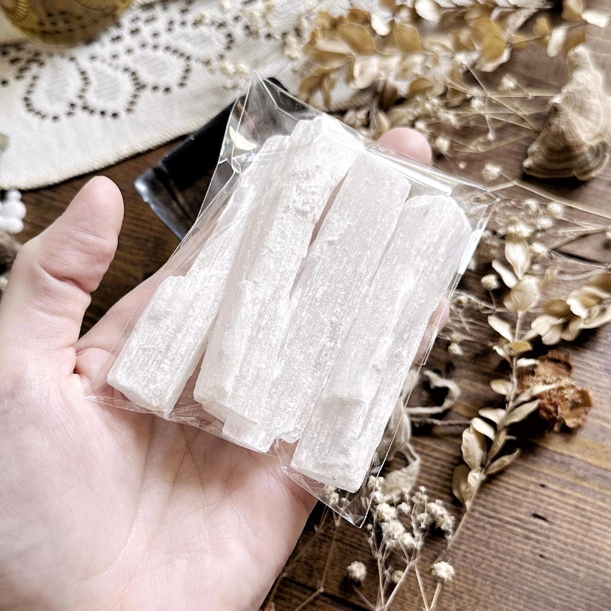 4 Real Chunky Selenite Shards – No. 02