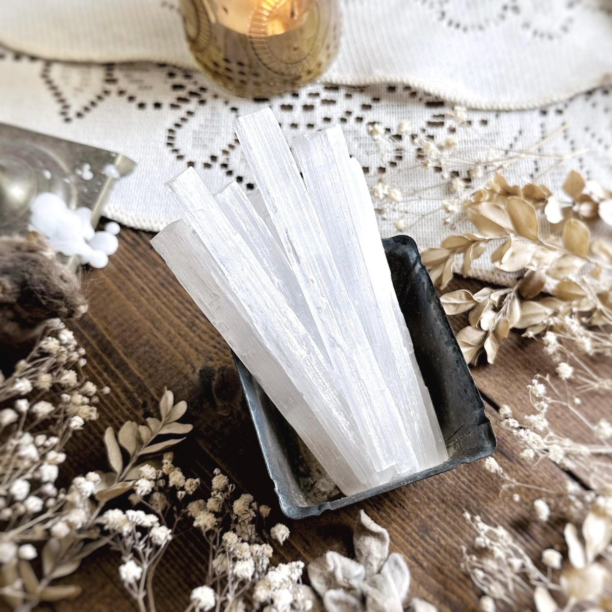 4 Real Selenite Shards – No. 01