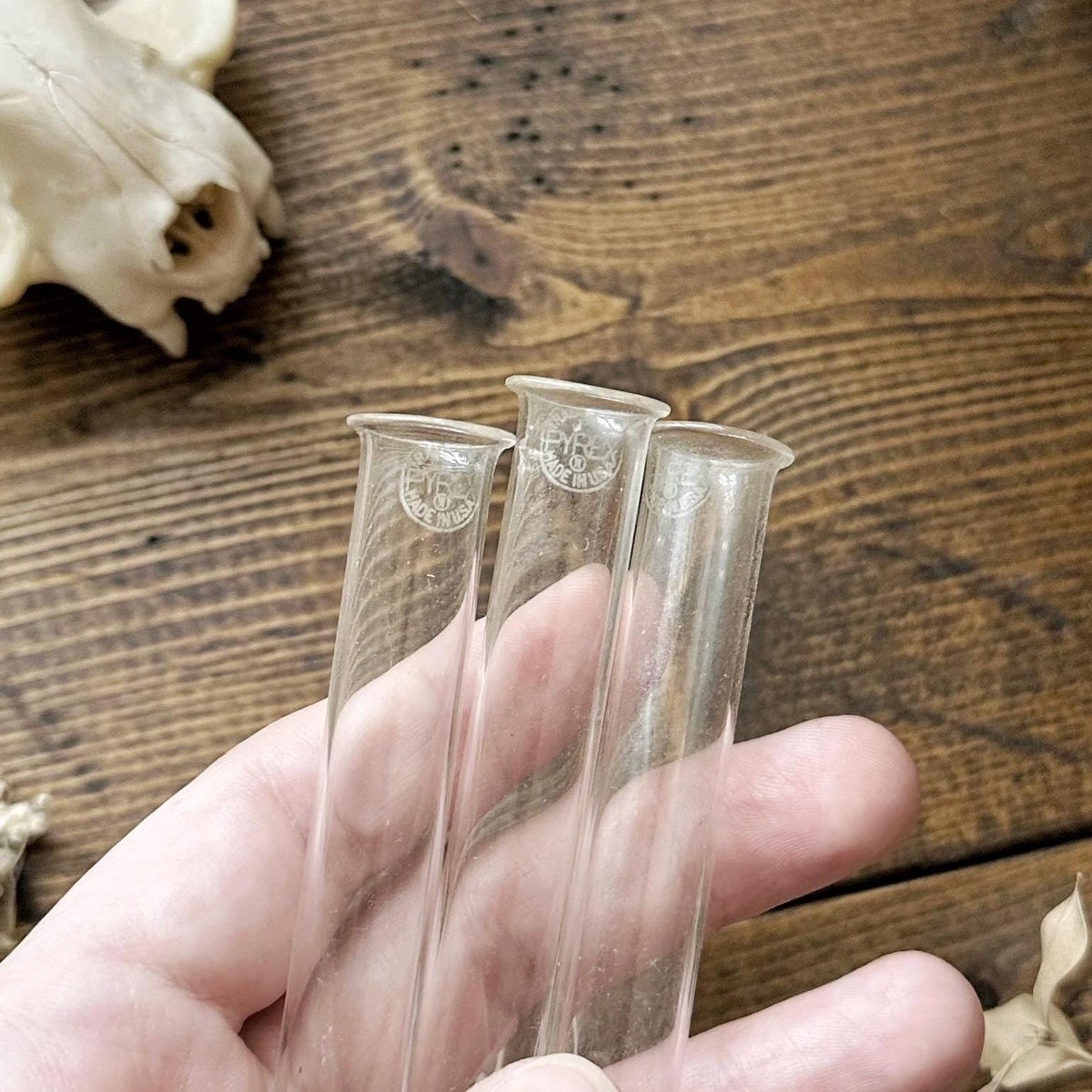 One Vintage Fluted Pyrex Glass Vial