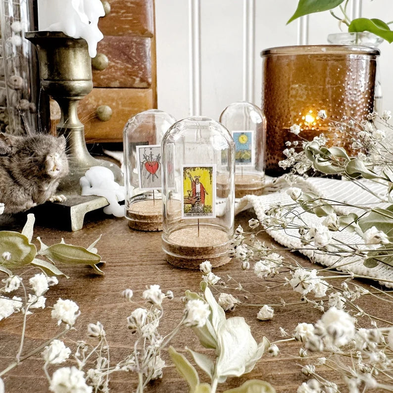 One Teeny Tiny Mystery Tarot Card in Mini Glass Dome